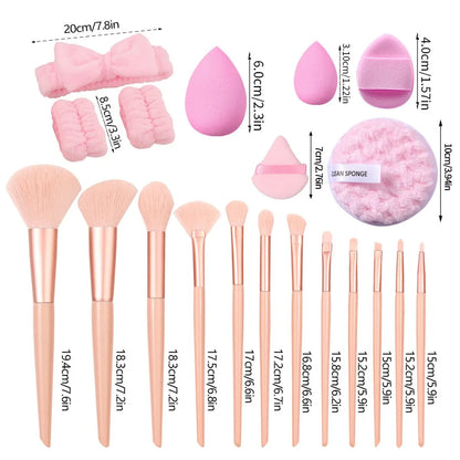 Large Combination Beauty Tools Set Face Washing Makeup Sponge Full Set Pink Cosmetic Brush Set for Ordinary People