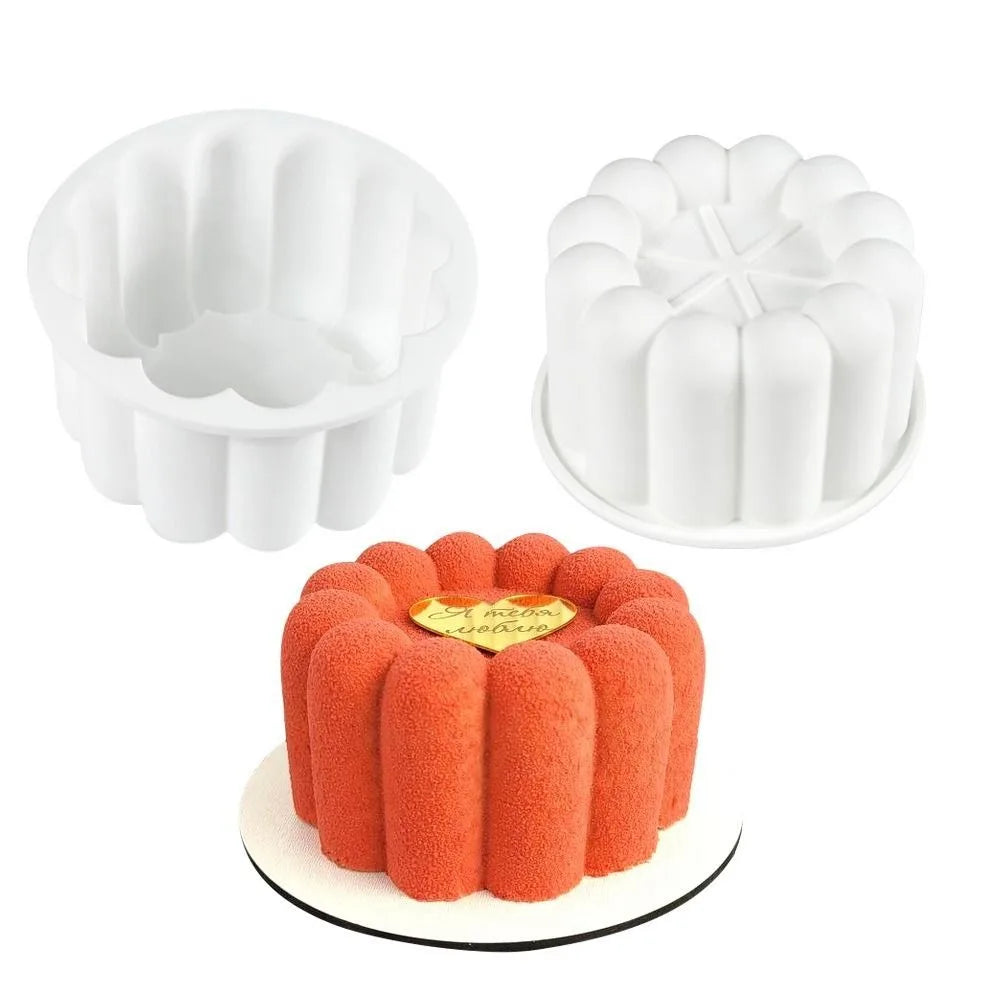 Round Flower Design Bento Cake Silicone Mold Silicone Material Dessert Making 3D Soap Candle Wax Mould Pudding Mold