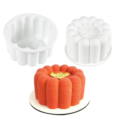 Round Flower Design Bento Cake Silicone Mold Silicone Material Dessert Making 3D Soap Candle Wax Mould Pudding Mold