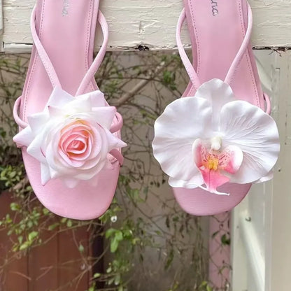 1 Pair Simulation Coloful Thai Fairy  Flower Shoe Buckles Personalized Design  Orchid Simulation Buckles Decor