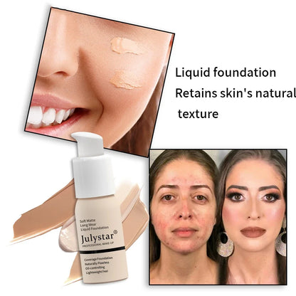 10-Color Oil-Control Foundation Cream Long-Lasting Makeup Base Concealer Non-Caking Beauty Skincare Cosmetics