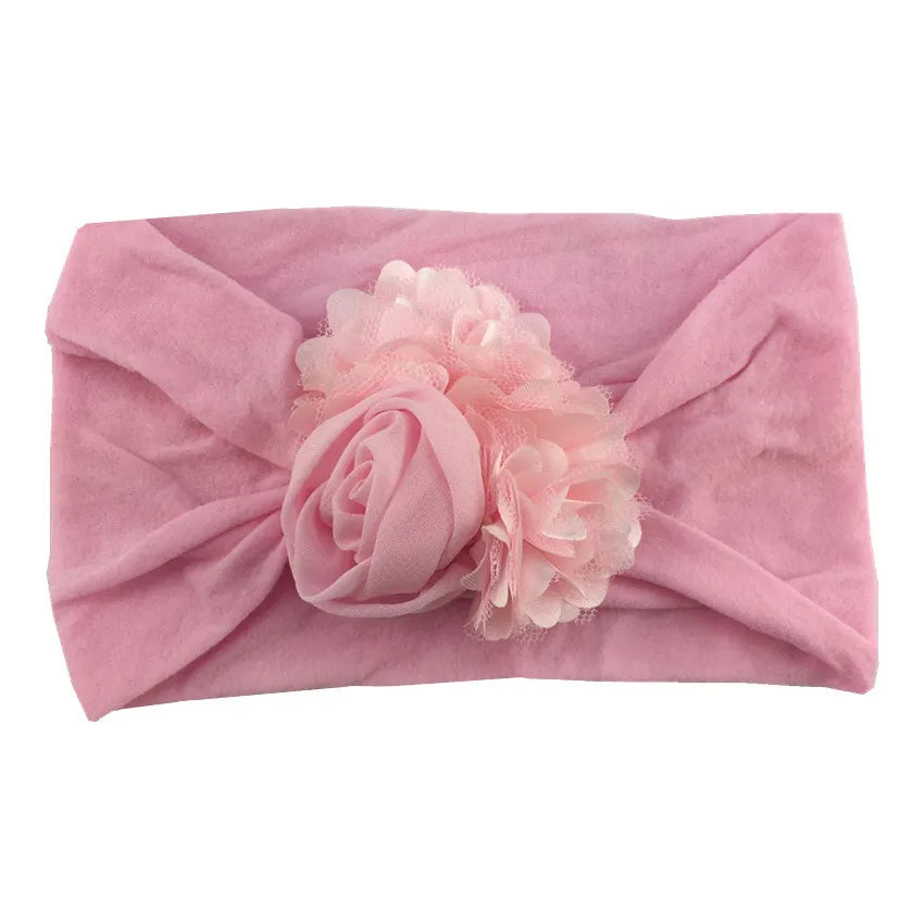 Kids Headwear Soft Stretch Flower Headband Knot Wide Nylon Headwraps Baby Girls Hair Bands Photo Props for Newborn Accessories