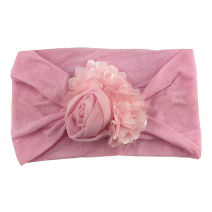 Kids Headwear Soft Stretch Flower Headband Knot Wide Nylon Headwraps Baby Girls Hair Bands Photo Props for Newborn Accessories