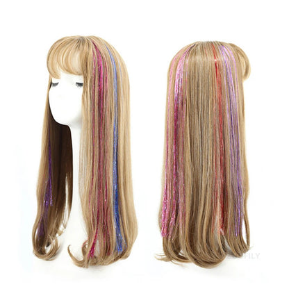 Sparkle Shiny Hair Tinsel Rainbow Strands Dazzles Women Hippie for Braiding Headdress False Hair Extensions Decor Glitter Strips