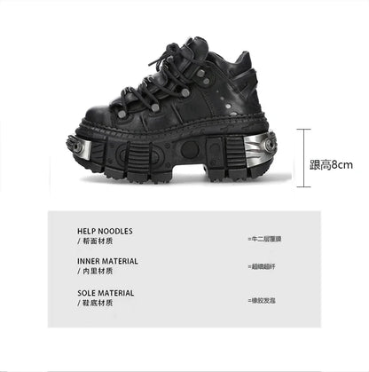 2025 New Female Gothic High-Top Platform Metal Hot Girl Punk Elevator Fried Street Casual Daddy Shoes Women