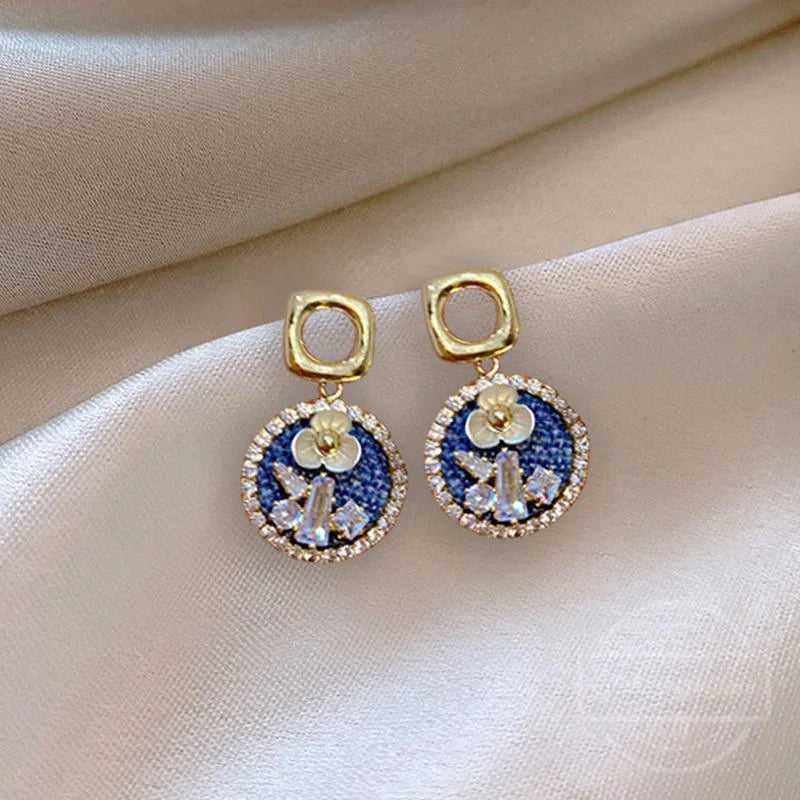 Fashion Vintage Resin Geometric Drop Earrings for Women Charms Elegant Irregular Blue Pendant Earrings Jewelry Party Gifts