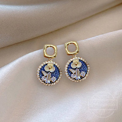 Fashion Vintage Resin Geometric Drop Earrings for Women Charms Elegant Irregular Blue Pendant Earrings Jewelry Party Gifts