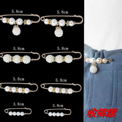 2/20pcs Clothing Brooch Pearl Waist Adjustment for Women Pearl Lapel Pin Sweater Dress Brooch Pins Badge Buckle DIY Accessories