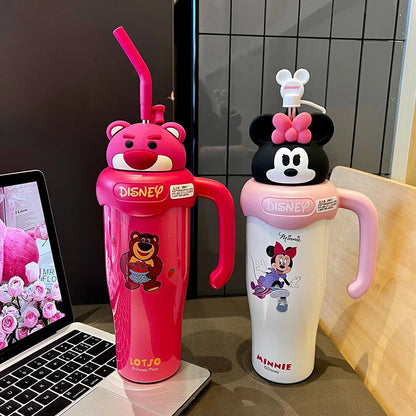 Hot Sale 800Ml Kawaii Lotso Mickey Large Capacity Thermos Cup 316 Stainless Portable Straw Cup Coffee Cooler Cup Gift Christmas
