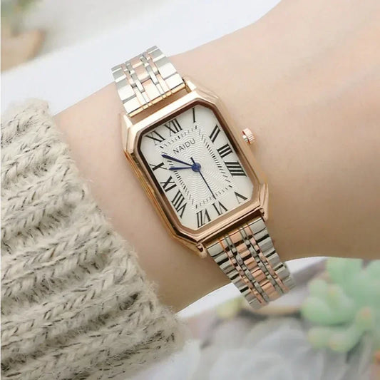 Retro Brown Leather Strap Women Watches Qualities Ladies Stailless Steel Wristwatches Fashion Brand Fashionable Relogio Feminino