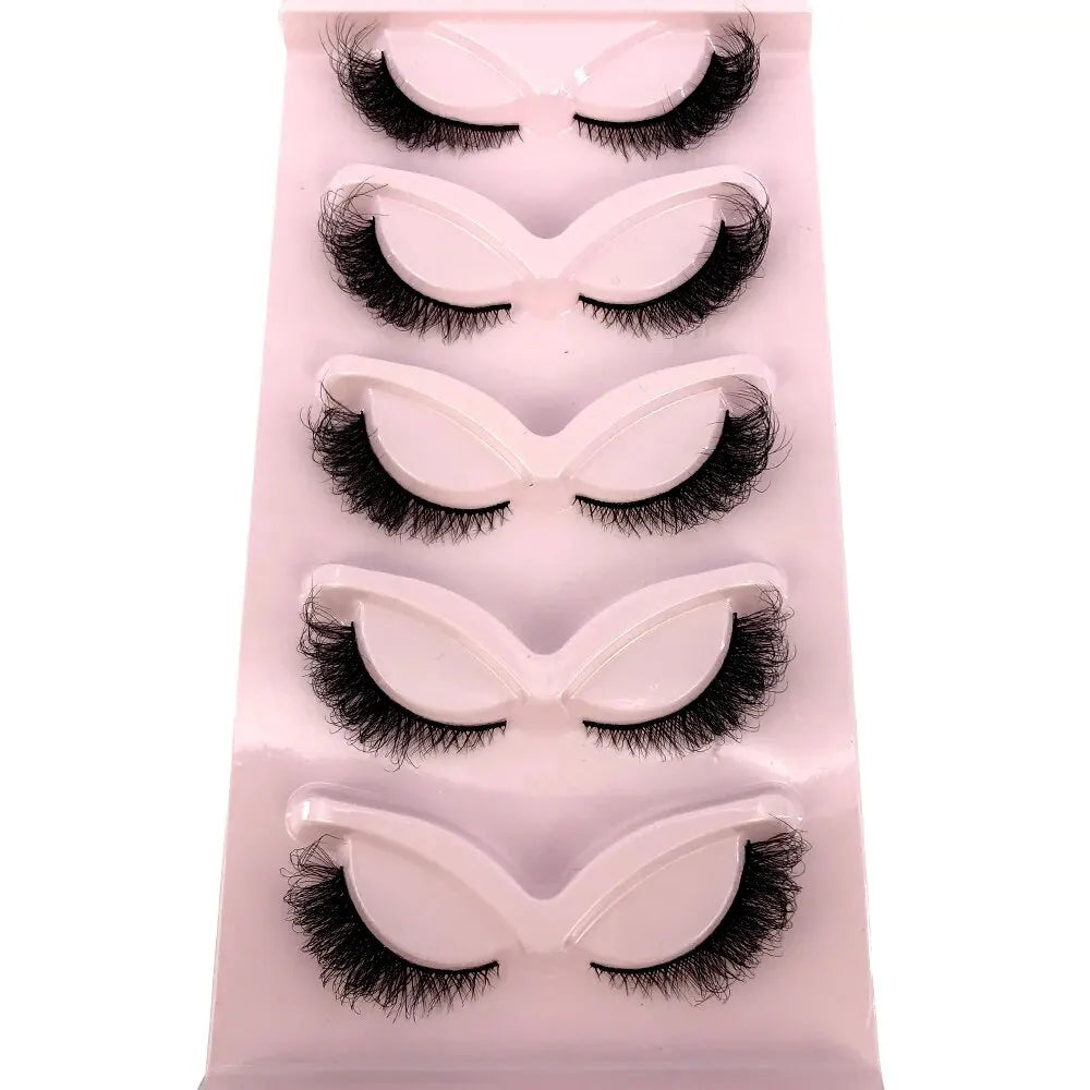 5 Pairs Cat/Fox Eyelashes Faux Mink Eyelashes Winged End Eye Elongated Eyelashes Fake Lashes Soft Natural Long Full Strip Lashes