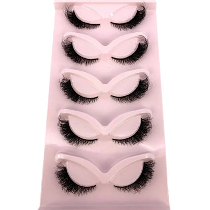 5 Pairs Cat/Fox Eyelashes Faux Mink Eyelashes Winged End Eye Elongated Eyelashes Fake Lashes Soft Natural Long Full Strip Lashes
