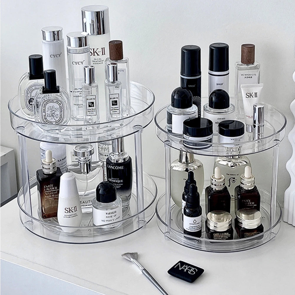 360° Rotatable Desktop Cosmetic Rack Bathroom Shelf Large-capacity Perfume Aromatherapy Skin Care Product Storage Rack Organizer