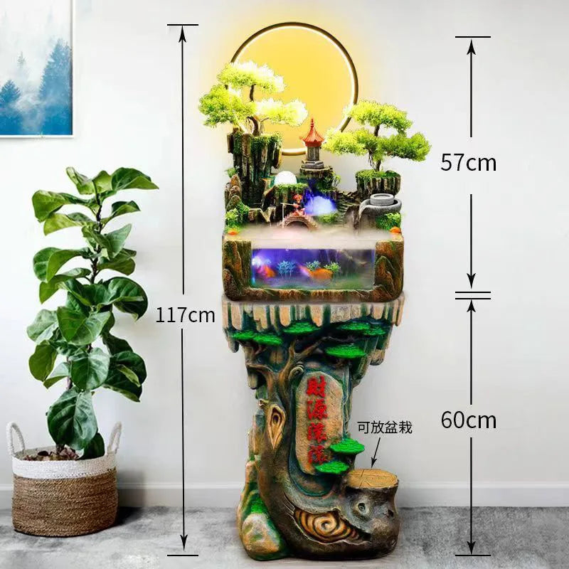 Mini Aquarium For Desktop Small Fish Tank With Waterfall Pump Home Office Decoration