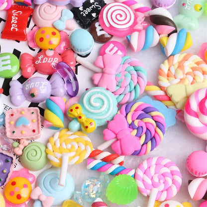 20PCS Multi Shape Kawaii Accessories Nail Art Charms Sweet Candy Gummy Bear Lollipop Resin Nail Art Rhinestones Decoration Parts