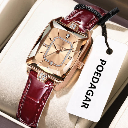 POEDAGAR Original Luxury Women Wristwatch Waterproof Leather Date Woman Watch Elegant High Quality Quartz Women's Watches Reloj