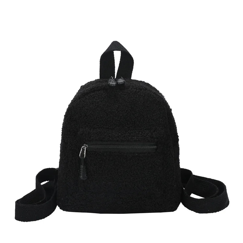 New Fashion Women Mini Backpack Solid Color Corduroy Small Backpacks Simple Casual Student Bookbags Traveling Backpacks Gift