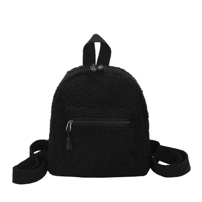 New Fashion Women Mini Backpack Solid Color Corduroy Small Backpacks Simple Casual Student Bookbags Traveling Backpacks Gift