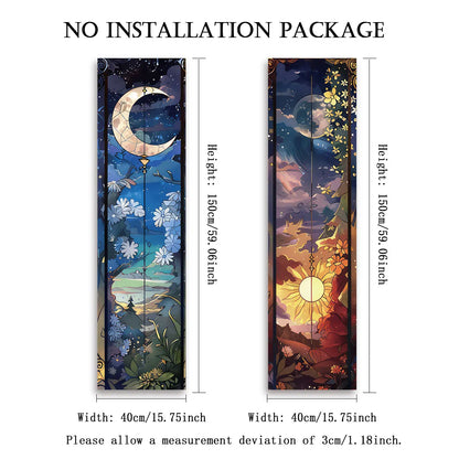 Landscape Vertical Banner Sun And Moon Tapestry Tree of Life Floral Starry Night Wall Decoration Aesthetic Tapestry Home Decor