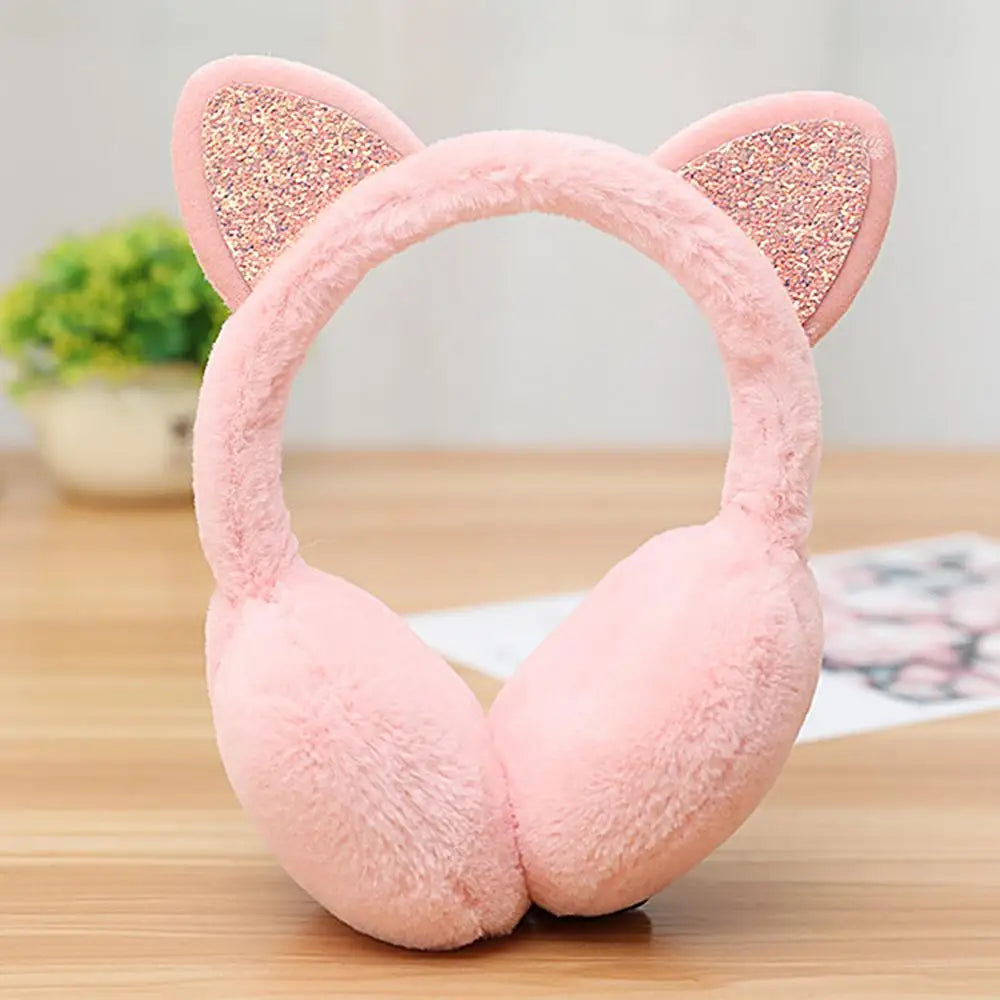 2025 Women Lovely Winter Cats Ear Warmer Shiny Glitter Earmuff Cold Protection Warmer plush cute winter accessories ear muffs