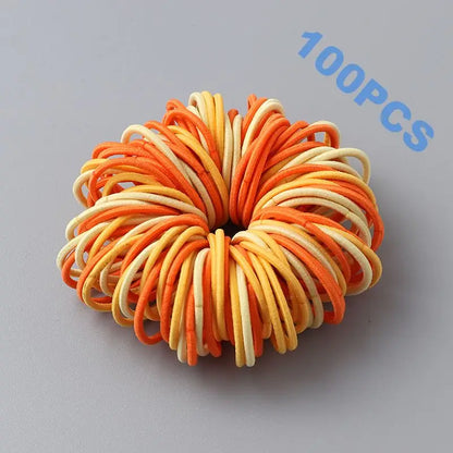 100pcs New Cute Girl Hair Bands Candy Color Elastic Rubber Band Hair Band Child Baby Headband Scrunchie Hair Tie Accessories