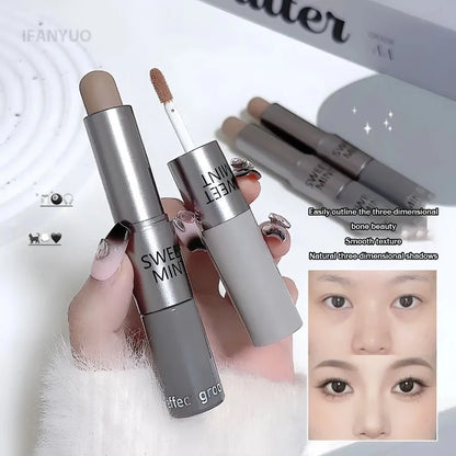 Matte Concealer Contour Stick Moisturizing Lasting Smooth 3D Nose Shadow Waterproof Face Highlight Brighten Contour Makeup Pen