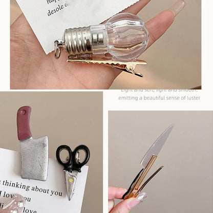 Creative Weird Simulation Scissors Knife Hair Clips Women Funny Hairpins Girls Hairclip Punk Barrette Hairpins Headwear Y2k