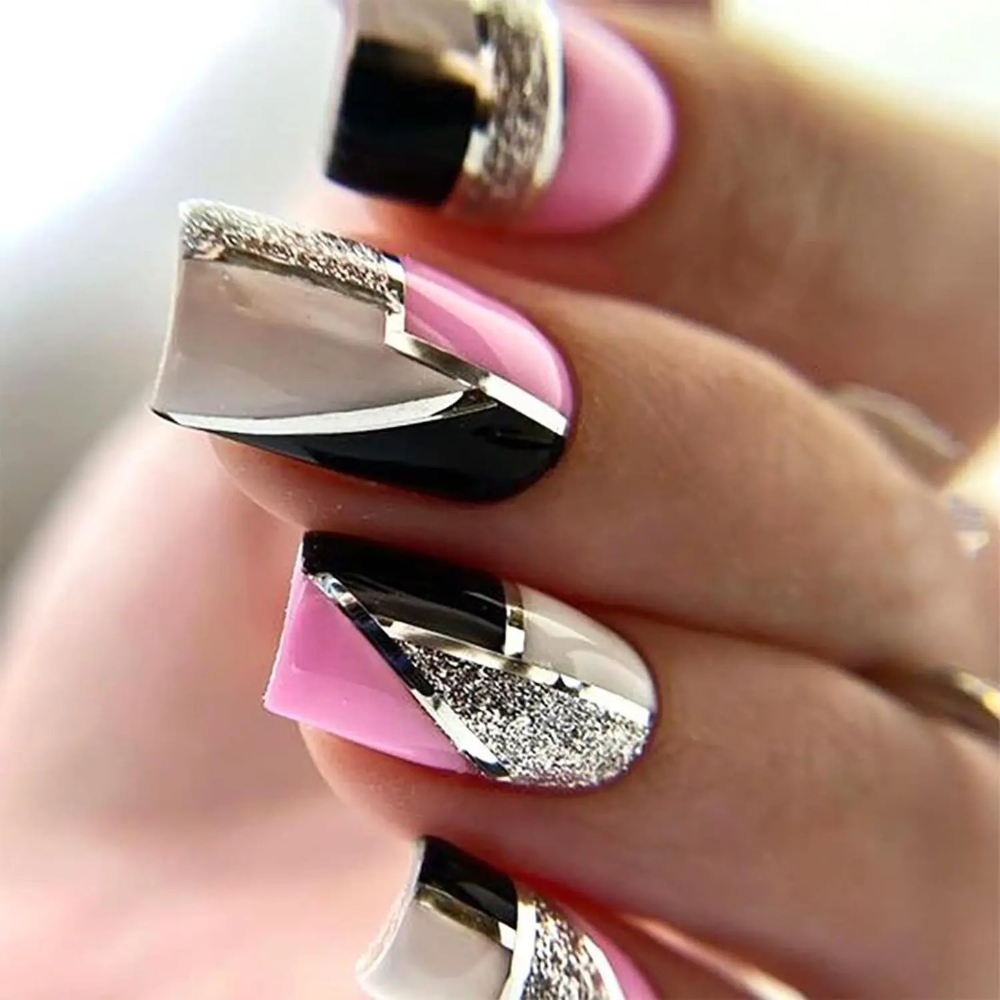 Wholesale Price Press On Nails Ballerina Medium Coffin False Nails French Tip Nails Manicure Stick On Nails Acrylic Fake Nails