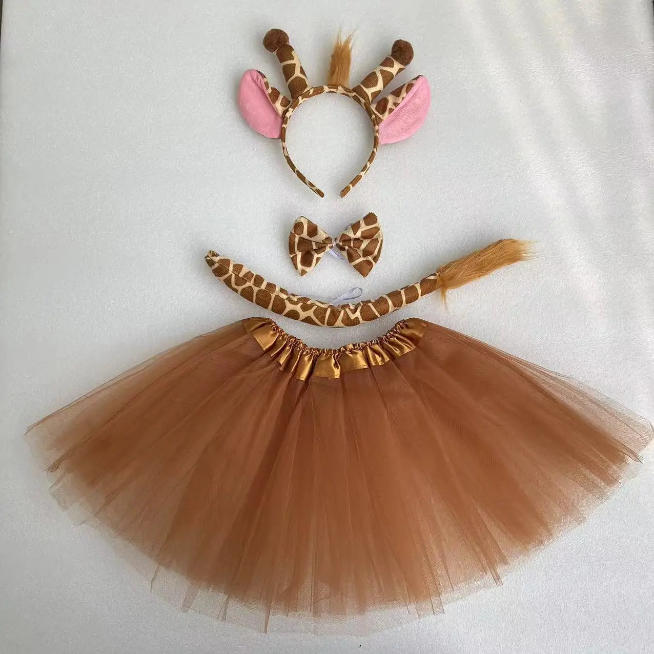 Halloween Giraffe Headband Tie Skirt Gloves Cosplay Kawaii Animal Headgear Christmas Party Costumes A Set Birthday Wearing