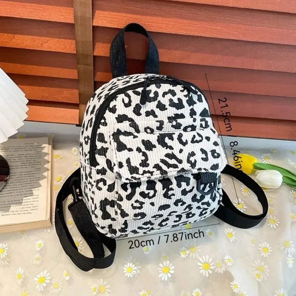 Fashion Vintage Leopard Print Mini Rucksack Bag Large Capacity Travel Backpack Women's Shoulder Bag Lightweight Square Bag