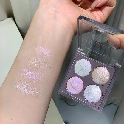 Four Color Gem Eyeshadow Pearl Matte Punk Smoked Cement Black Gray Eye Shadow Easy To Remove Makeup Daily Glitter Eyeshadow Tray