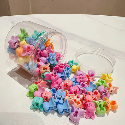 100Pcs Cute Flower Star Hair Claws Styling Hair Braid Hairpins Kids  Colorful Small Girls Hair Clips Hair Accessories Headwear