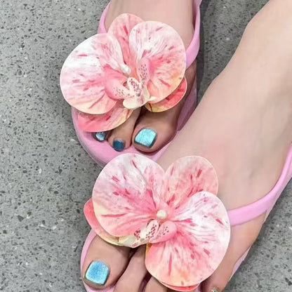 1 Pair Simulation Coloful Thai Fairy  Flower Shoe Buckles Personalized Design  Orchid Simulation Buckles Decor