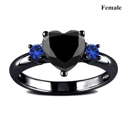 Fashion Couple Rings Romantic Women Rhinestones CZ Rings Set Trendy Men Stainless Steel Zircon Stone Rings Wedding Band Jewelry