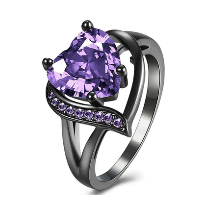 Fashion Couple Rings Romantic Women Heart Blue Rhinestones Zircon Ring Men Stainless Steel Celtic Dragon Ring Wedding Jewelry