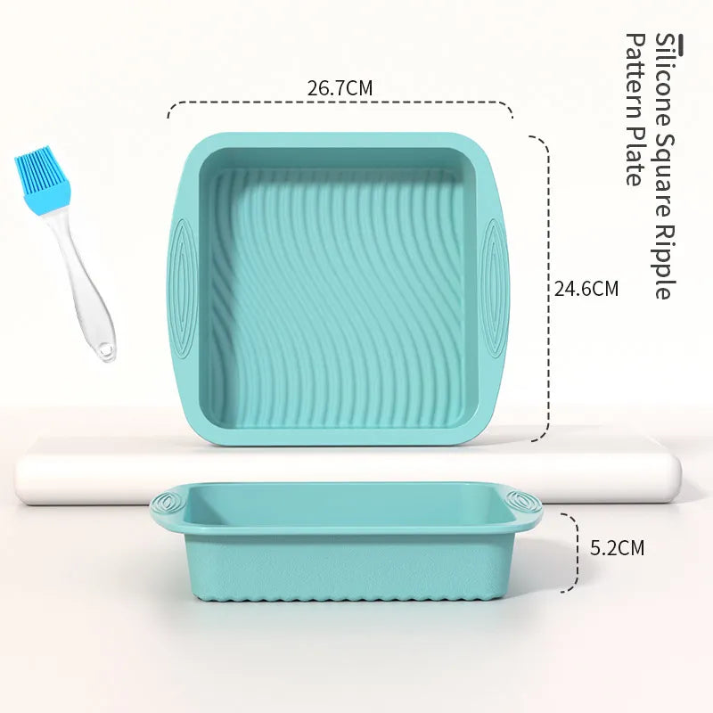 Baking Pans Set Silicone Bakeware Molds for Baking,Bread Donut Pan Cake Kitchen Fluted Tube Pan Cupcake Moulds with free Brush