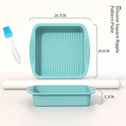 Baking Pans Set Silicone Bakeware Molds for Baking,Bread Donut Pan Cake Kitchen Fluted Tube Pan Cupcake Moulds with free Brush