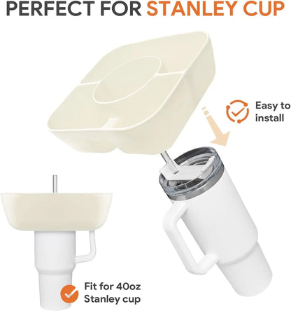 New Silicone Snack Bowl with Cover for Stanley 40oz Divided Snack Tray 4 Divided Snack Plates Stanley Cup Accessories 1PC