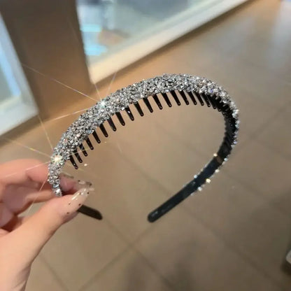 Plastic Rhinestone Headband Cute with Toothed Face Wash Diamond Hair Hoop Korean Style Make Up Hairband Non-slip