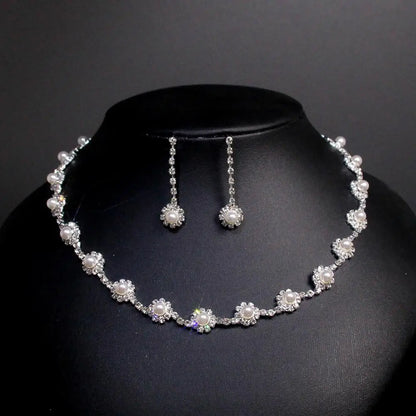 Necklace Earrings Set 2024 Rhinestone Tassel Earrings Necklace Combo Wedding Jewelry Bride Dangle Earrings Necklaces Party Jewel