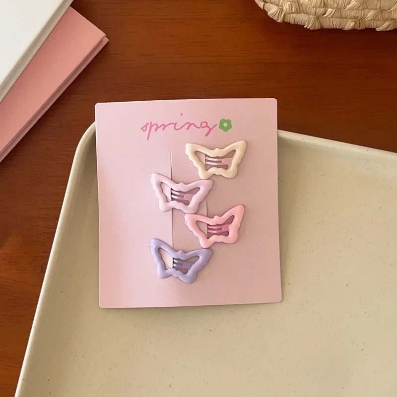 4Pcs/set Cute Colorful Geometric Metal Hair Clips Girls Bangs Hair Ornament Hairpins Barrettes Kids Fashion Hair Accessories