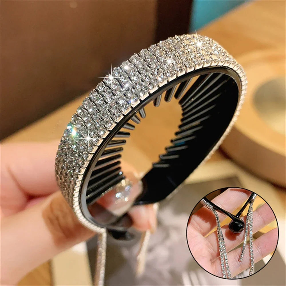 New Glitter Rhinestones Hair Claw Clip For Women Meatball Head Fixed Hair Styling Tools Hairpin Accessories Hair Ornaments