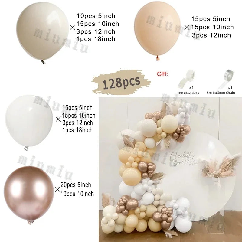 Beige Cream White Boho Balloon Garland Arch Kit Sand White Engagement Wedding Birthday Party Baby Shower Decoration Balloons
