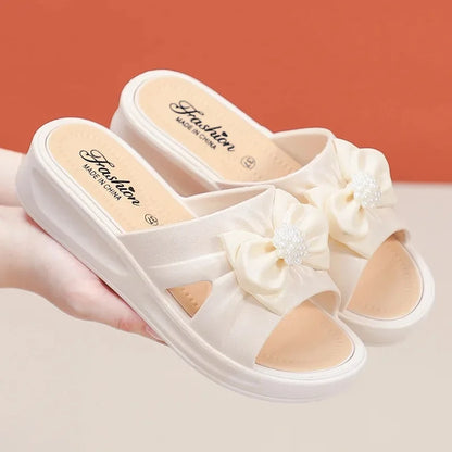 New Butterfly Knot Ladies Slippers Outdoor Summer Versatile Fashionable Casual Anti-slip Waterproof High Aesthetic Beach Shoes