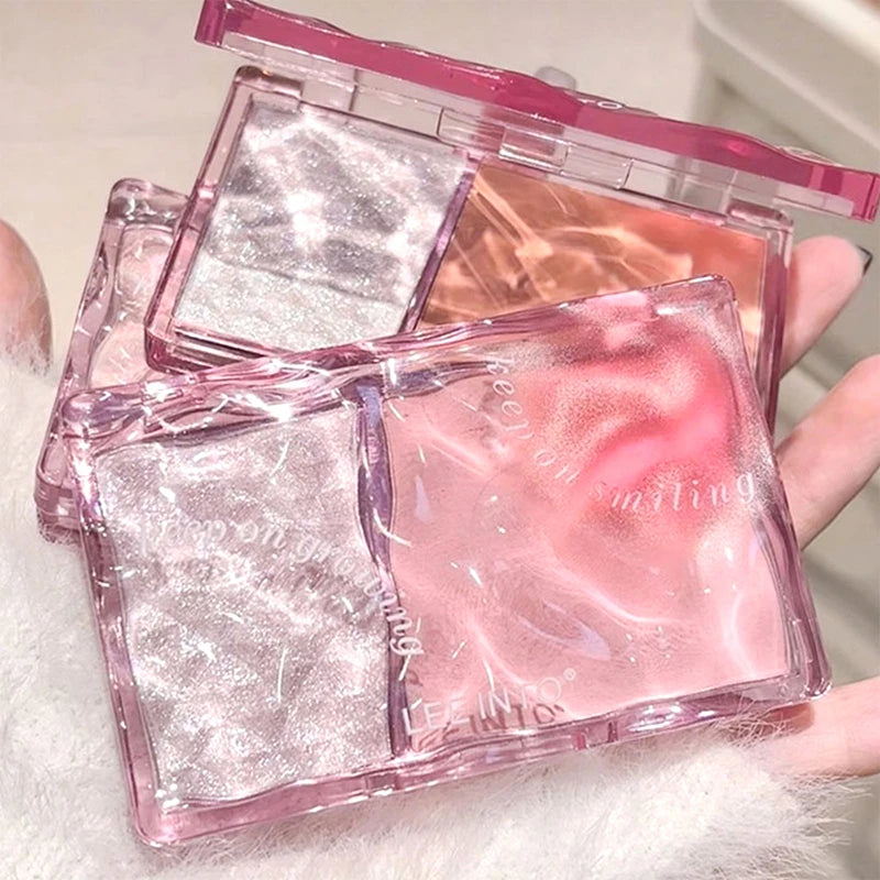 LEEINTO light sweet energy high gloss blush disk pearl fine flash bright makeup does not fly powder to show tender rouge