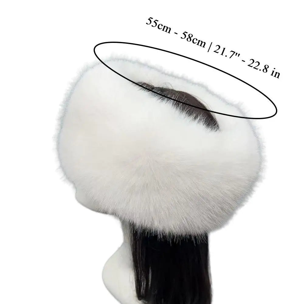Winter Imitation Fur Thickened Fluffy Headband Faux Fox Fur Thermal Hair Bands Outdoor Windproof Ear Warmer Head Cover Headwear