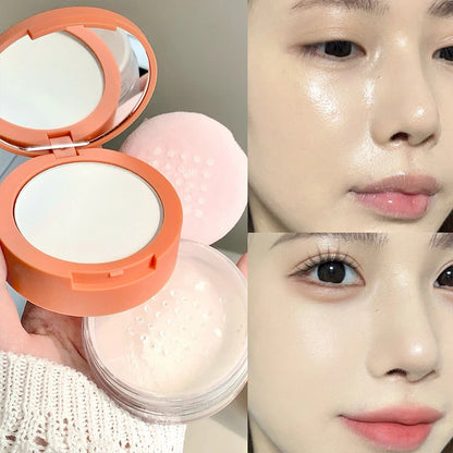 Matte Full Coverage Pressed Powder Loose Powder with Puff 24H Long Lasting Waterproof Oil Control Natural Setting Powder Makeup