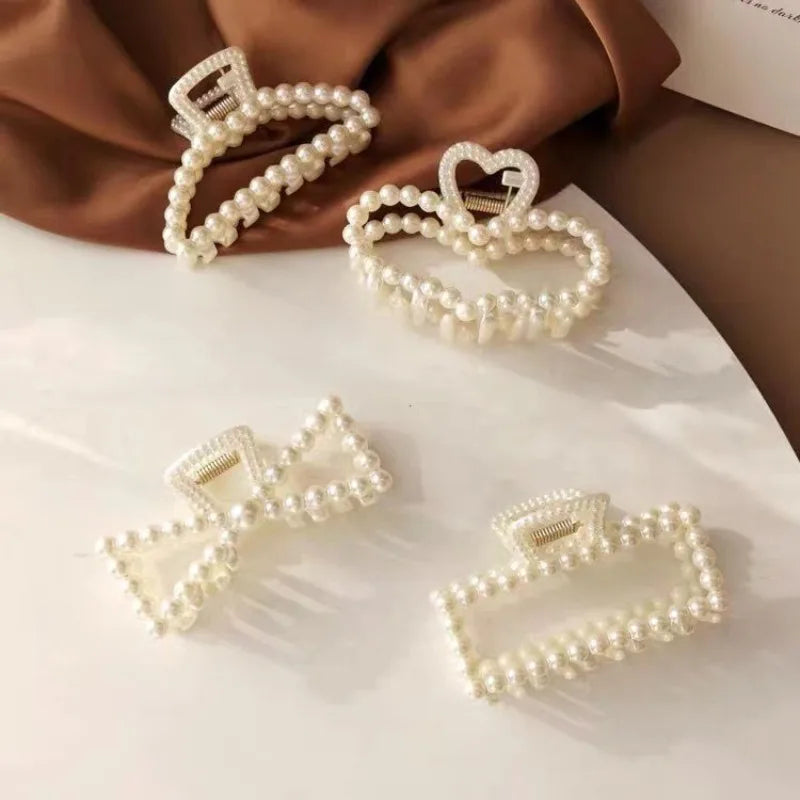 Imitation Pearl Hairpins Geometric Hair Claws Bath Large Catch Clip Back Head Women Hair Accessories Hair Claw New Headwear