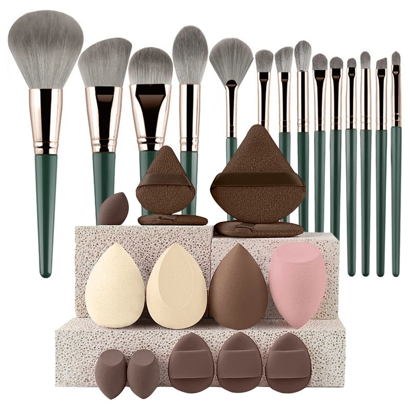 34pcs Makeup Brushes Set 14pcs Travel Portable Foundation Concealer Makeup Brush Professional Liquid Cream Make-up Beauty Tool
