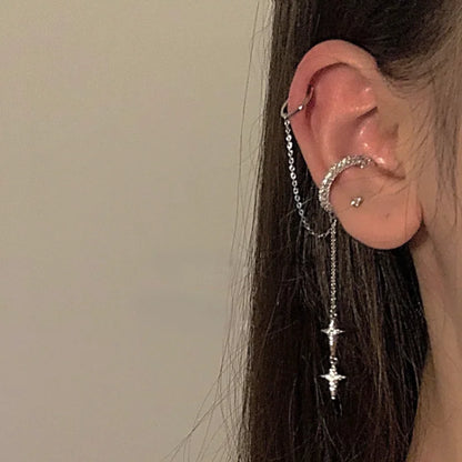 1Pc 2025 Fashion Minilist No Piercing Ear Cuff Earrings for Woman Fake Piercing Tassel Star Ear Clips Earrings for Women Jewelry
